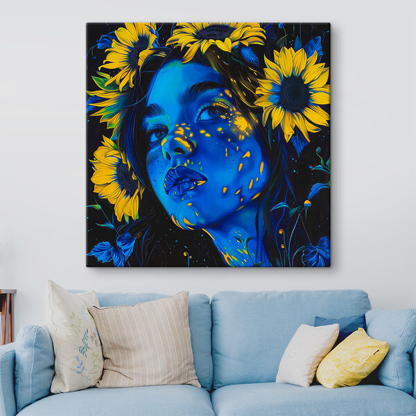 Une femme avec des tournesols dans les cheveux Une femme avec des tournesols dans les cheveux
