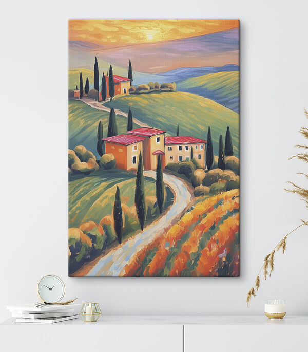 Peinture d'une maison sur une colline Peinture d'une maison sur une colline