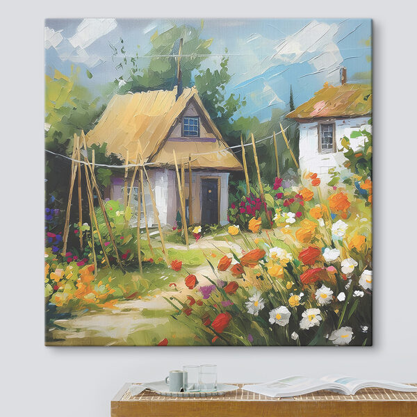 Peinture d'une maison avec des fleurs Peinture d'une maison avec des fleurs