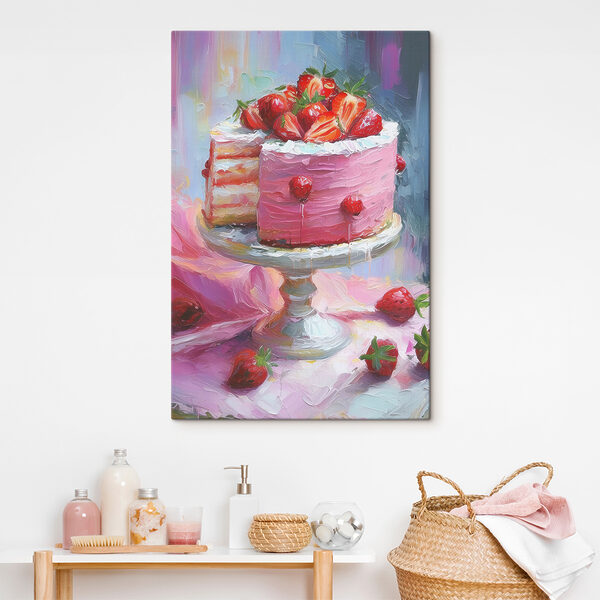 Peinture d'un gâteau surmonté de fraises Peinture d'un gâteau surmonté de fraises