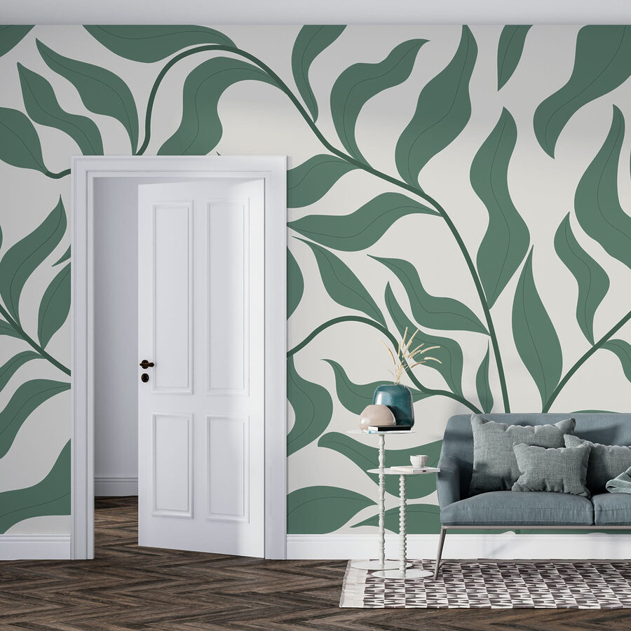 Feuilles vertes sur fond blanc