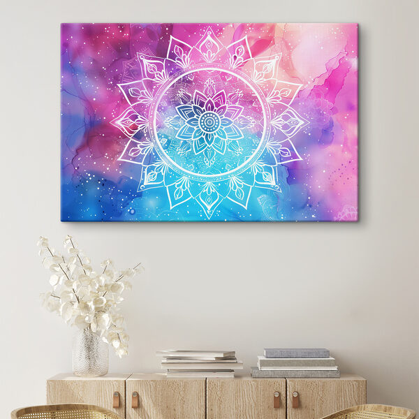 Un mandala blanc sur un fond coloré Un mandala blanc sur un fond coloré