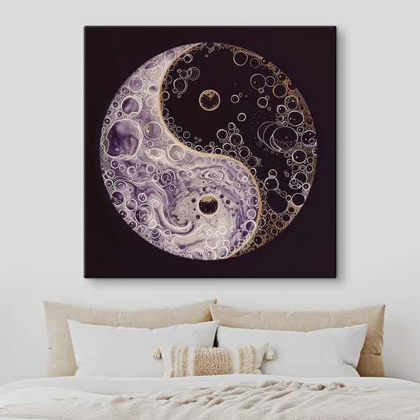 Un symbole yin yang avec des bulles Un symbole yin yang avec des bulles