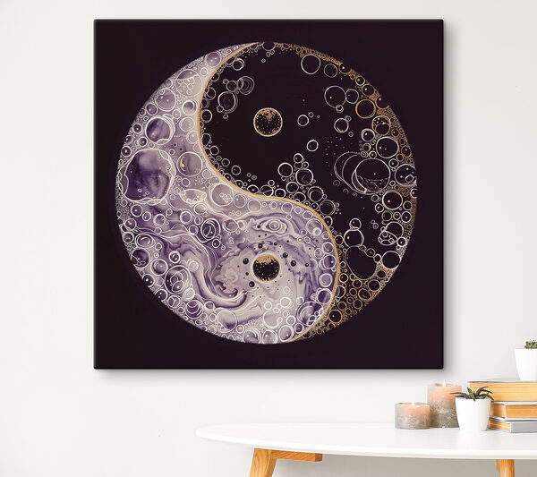 Un symbole yin yang avec des bulles Un symbole yin yang avec des bulles