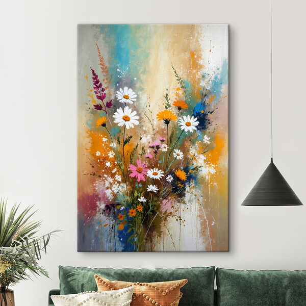 Une peinture de fleurs et de feuilles Une peinture de fleurs et de feuilles
