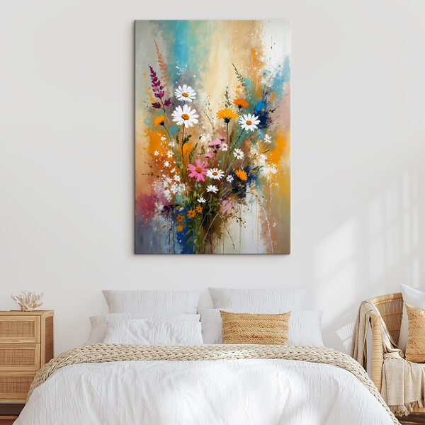 Une peinture de fleurs et de feuilles Une peinture de fleurs et de feuilles