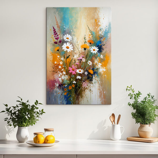 Une peinture de fleurs et de feuilles Une peinture de fleurs et de feuilles