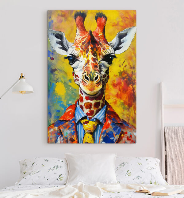 Peinture d'une girafe portant une chemise Tableaux Peinture d'une girafe portant une chemise