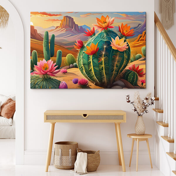 Un cactus avec des fleurs dans le désert Un cactus avec des fleurs dans le désert