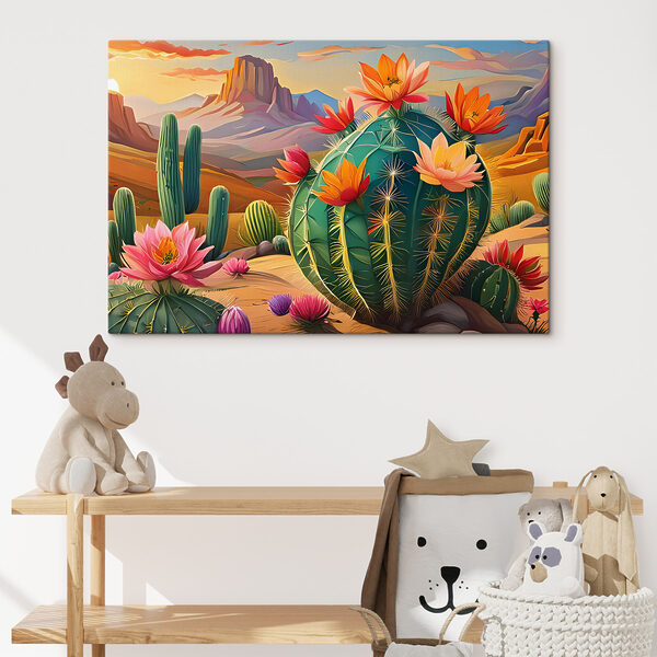 Un cactus avec des fleurs dans le désert Un cactus avec des fleurs dans le désert