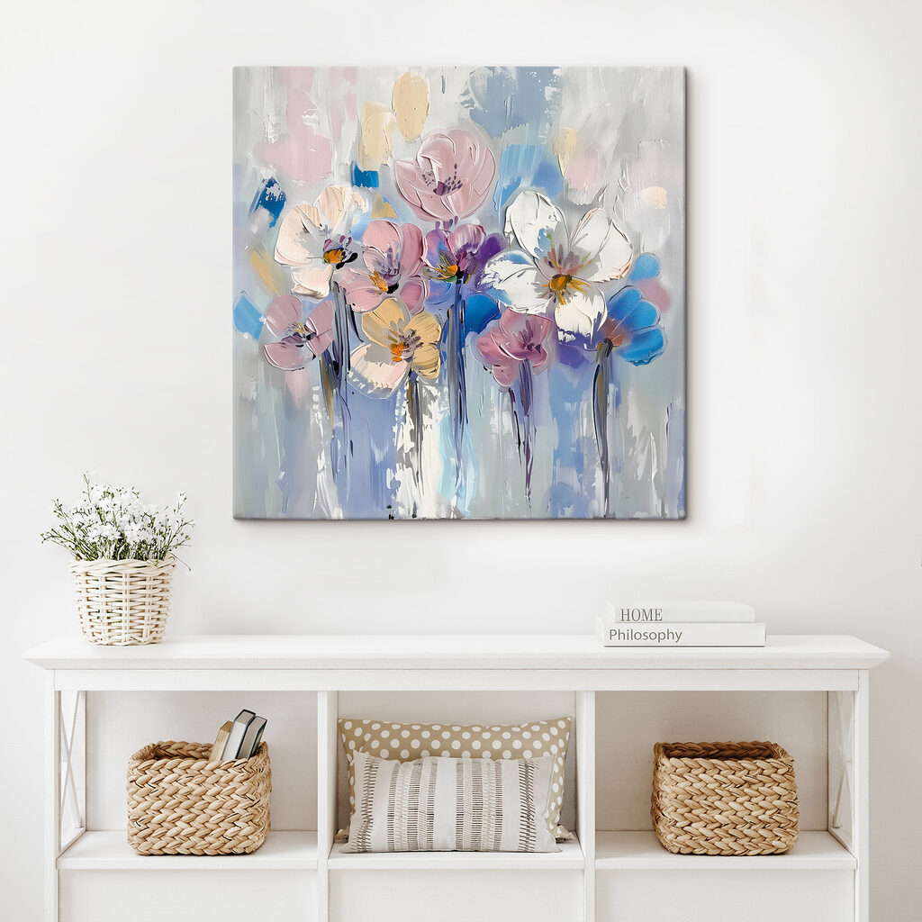 A painting of flowers on a white background A painting of flowers on a white background