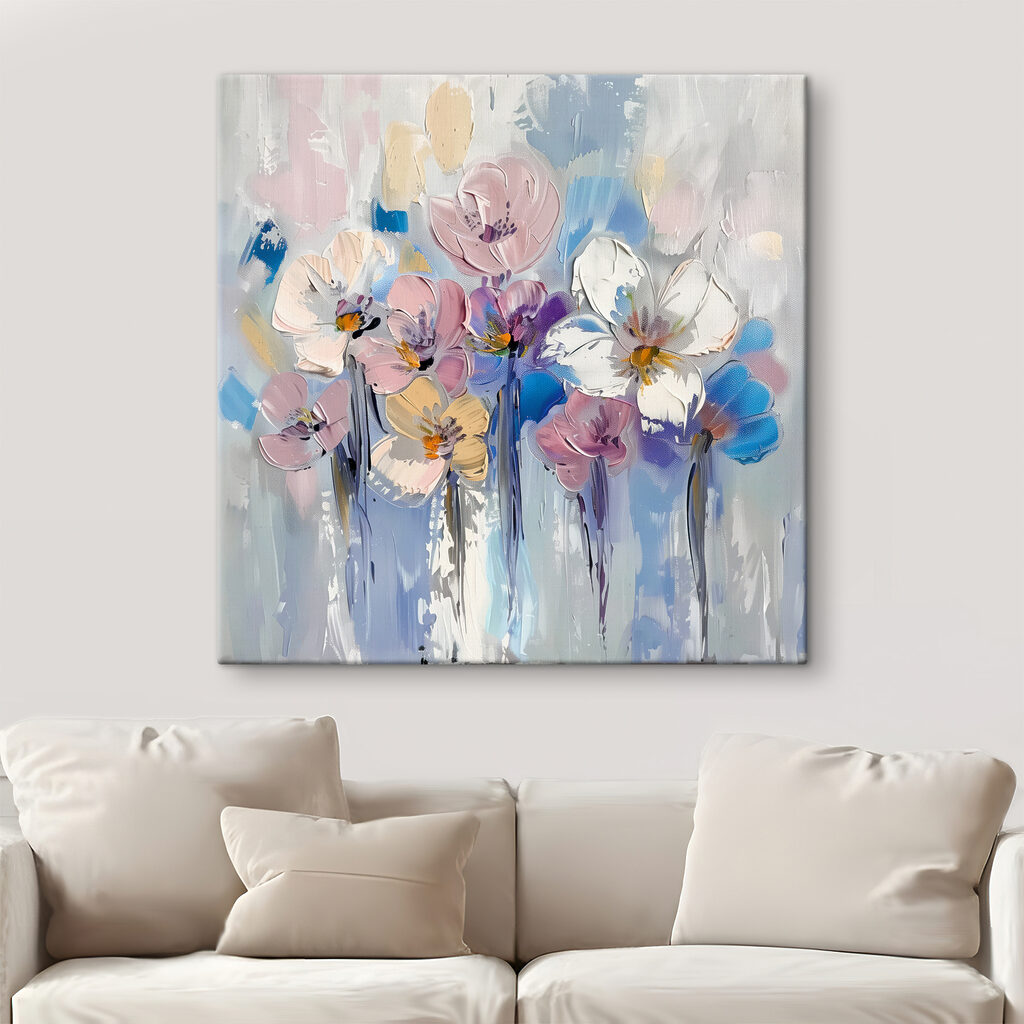 A painting of flowers on a white background A painting of flowers on a white background