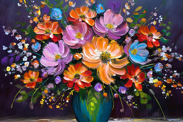 Peinture de fleurs dans un vase Peinture de fleurs dans un vase