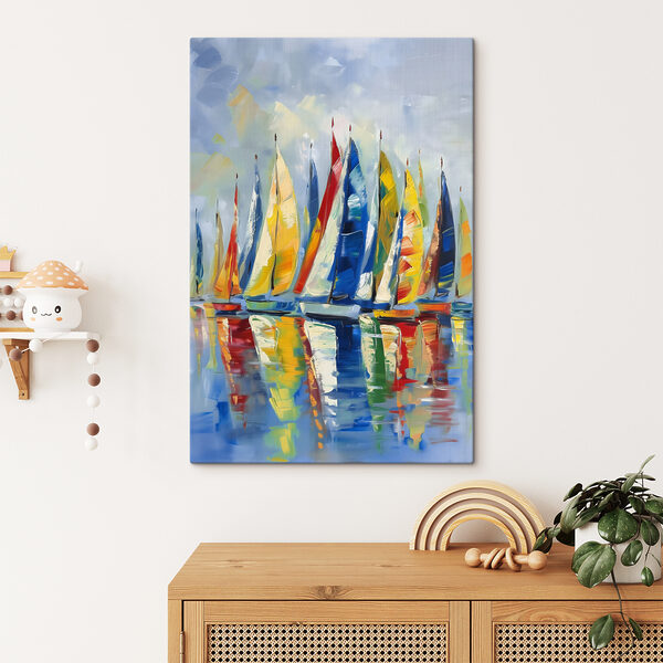 Une peinture de voiliers sur l'eau Une peinture de voiliers sur l'eau