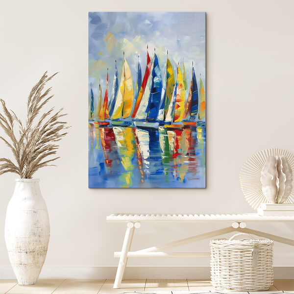 Une peinture de voiliers sur l'eau Une peinture de voiliers sur l'eau