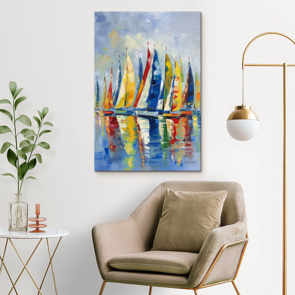 Une peinture de voiliers sur l'eau Une peinture de voiliers sur l'eau