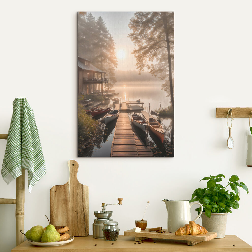 A dock with boats and a house on the water A dock with boats and a house on the water