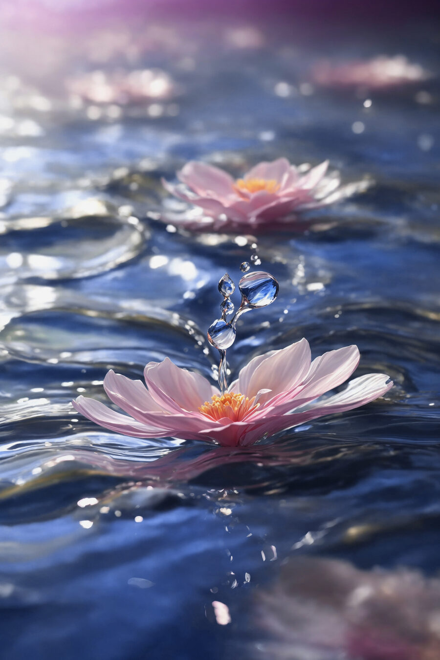 Une fleur flottant dans l'eau