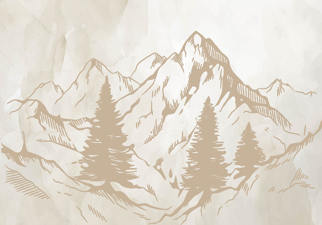 Un dessin de montagnes et d'arbres Un dessin de montagnes et d'arbres