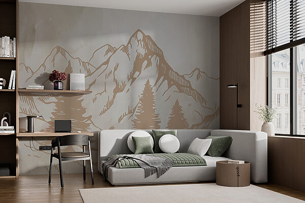 Un dessin de montagnes et d'arbres Un dessin de montagnes et d'arbres