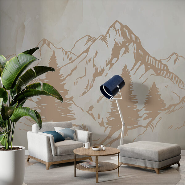 Un dessin de montagnes et d'arbres Un dessin de montagnes et d'arbres