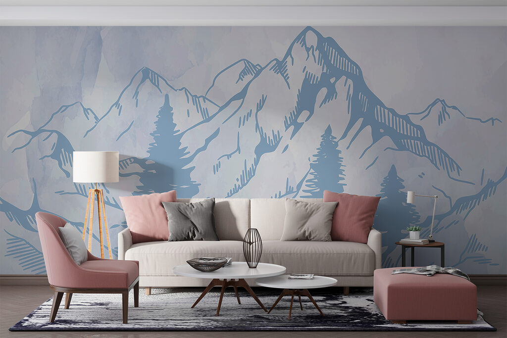 A drawing of a mountain range A drawing of a mountain range