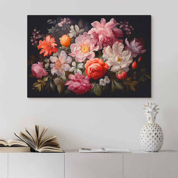 Peinture de fleurs sur fond noir Peinture de fleurs sur fond noir