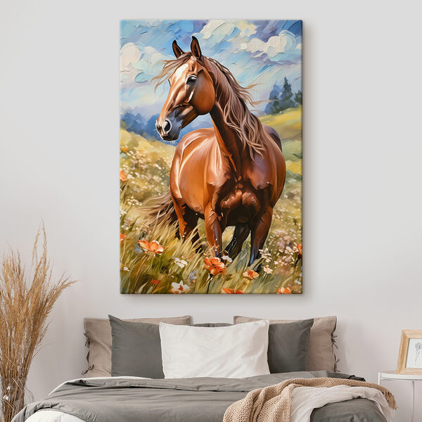 Un cheval dans un champ de fleurs Un cheval dans un champ de fleurs
