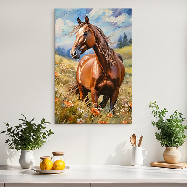Un cheval dans un champ de fleurs Un cheval dans un champ de fleurs