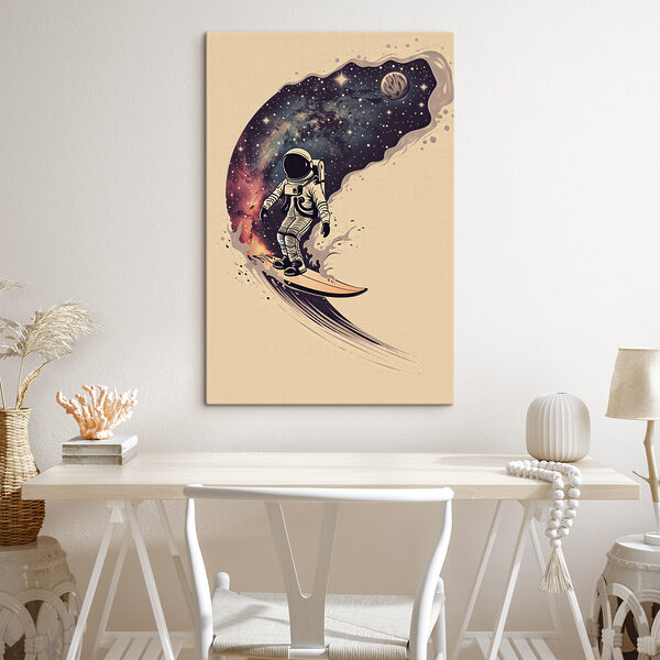 Un astronaute sur une planche de surf Un astronaute sur une planche de surf