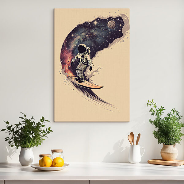 Un astronaute sur une planche de surf Un astronaute sur une planche de surf