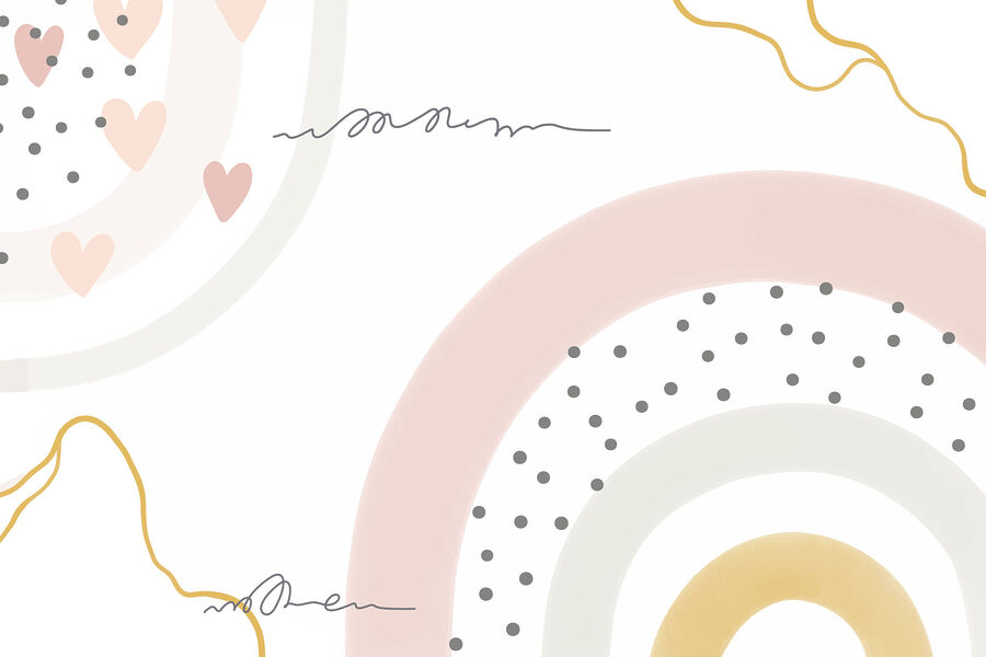 Un fond blanc avec des cercles et des points roses et gris