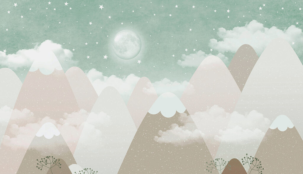 Une lune sur des montagnes et des nuages Une lune sur des montagnes et des nuages