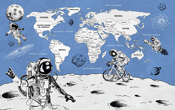 Un dessin de deux astronautes sur la lune Un dessin de deux astronautes sur la lune