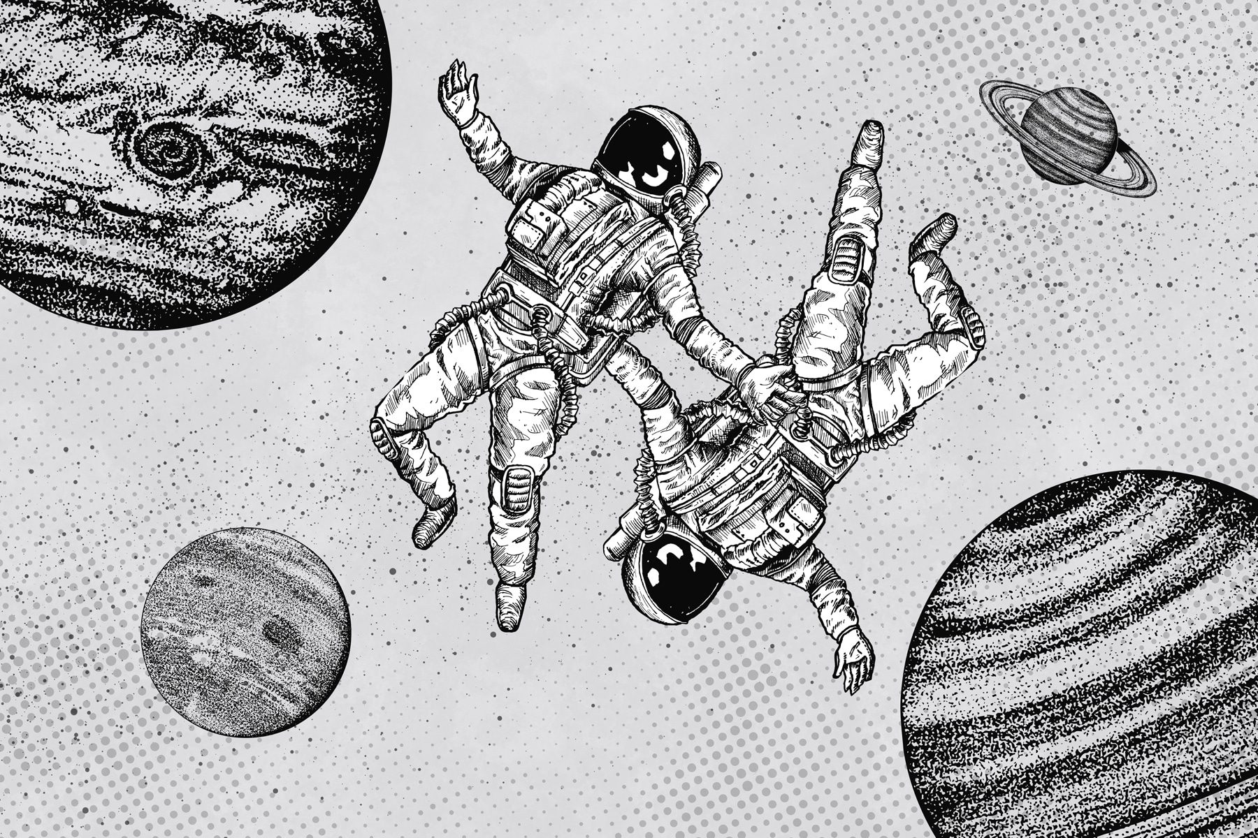 w00630p - Un dessin d'astronautes dans l'espace - tegory