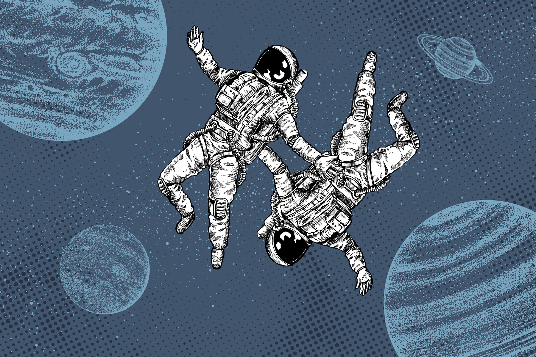 Deux astronautes flottant dans l'espace w00630v1p - Deux astronautes flottant dans l'espace - tegory