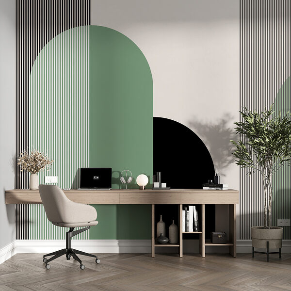 Une forme géométrique verte et noire Une forme géométrique verte et noire