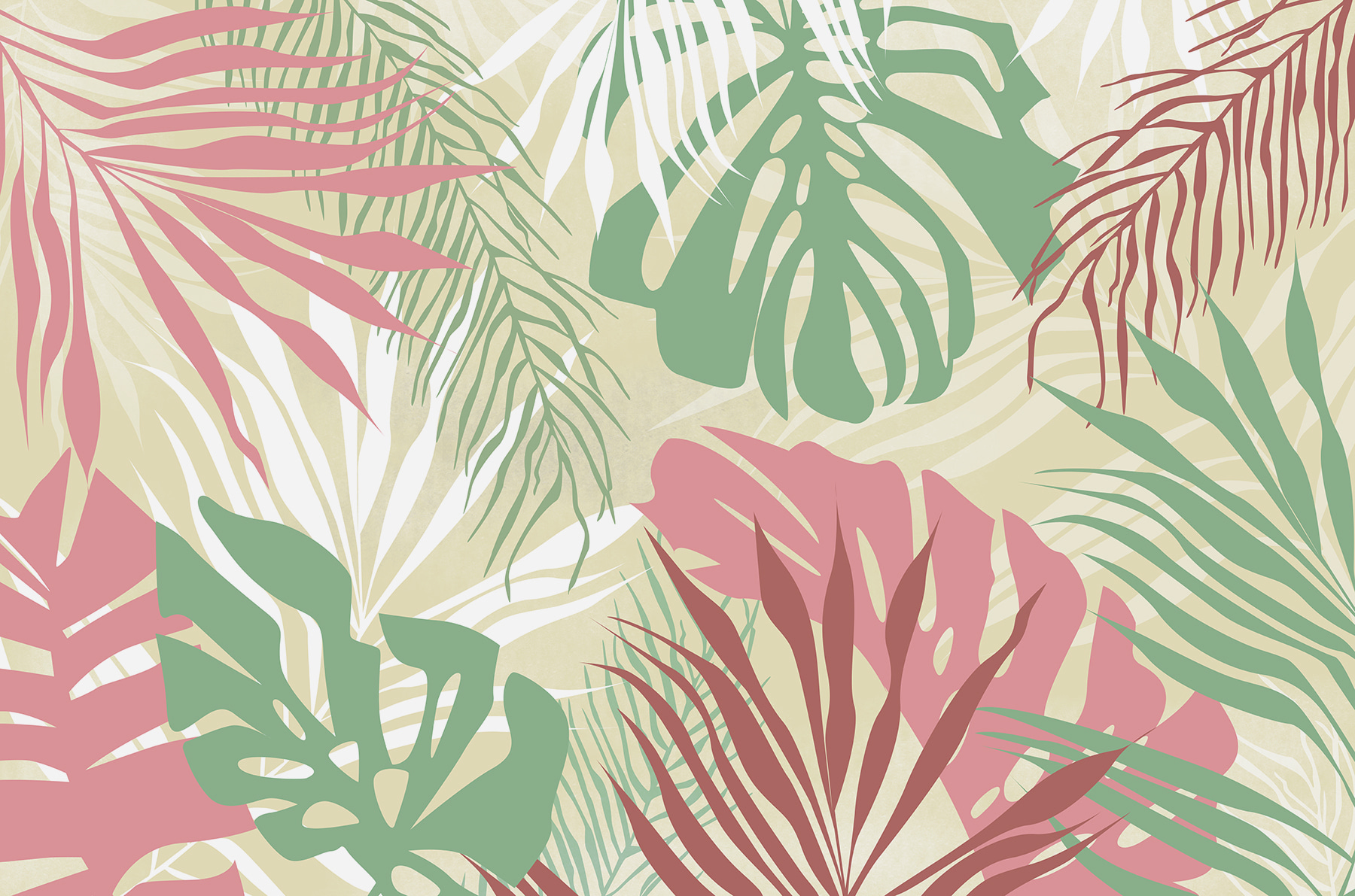 w00676p - Motif de feuilles sur fond blanc - tegory