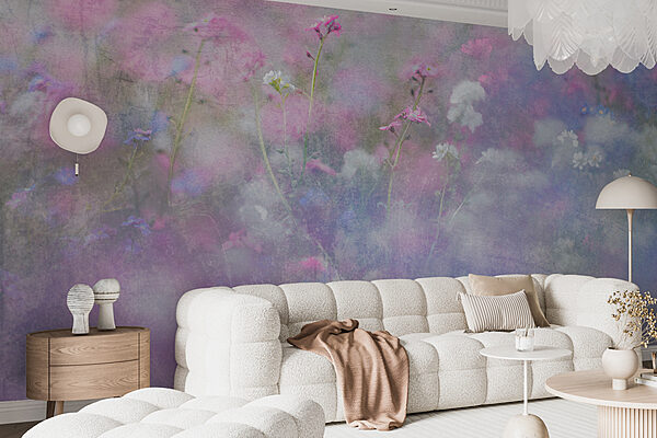 Un champ de fleurs avec des fleurs violettes et blanches Un champ de fleurs avec des fleurs violettes et blanches