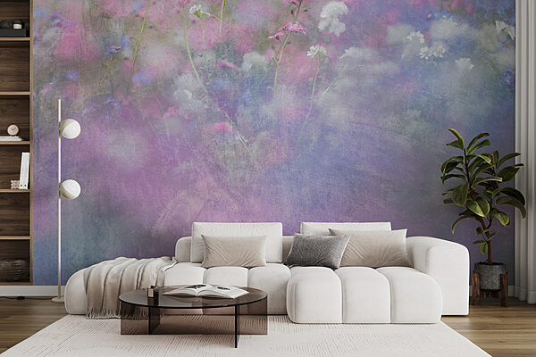 Un champ de fleurs avec des fleurs violettes et blanches Un champ de fleurs avec des fleurs violettes et blanches