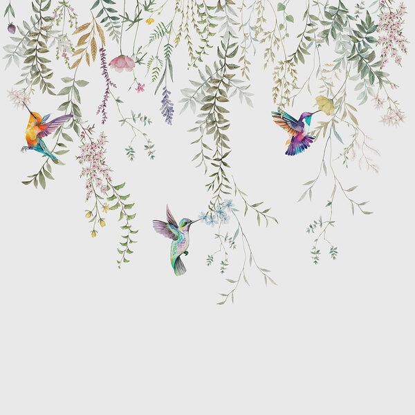 Une peinture d'oiseaux et de fleurs Une peinture d'oiseaux et de fleurs