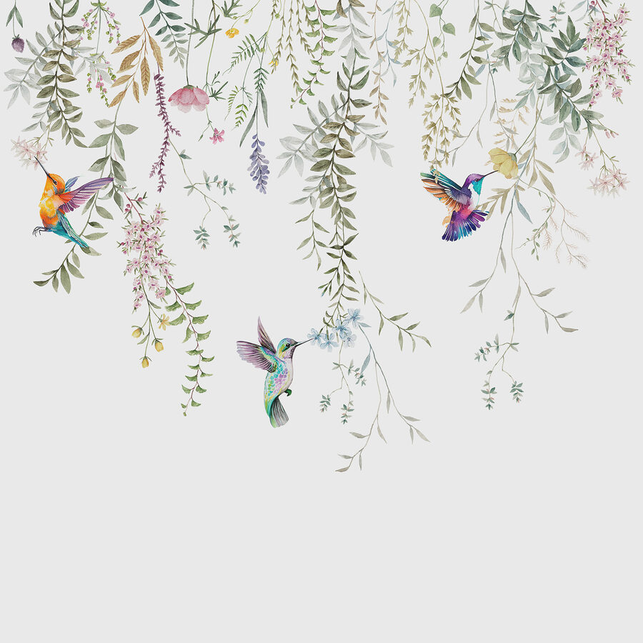 Une peinture d'oiseaux et de fleurs Une peinture d'oiseaux et de fleurs