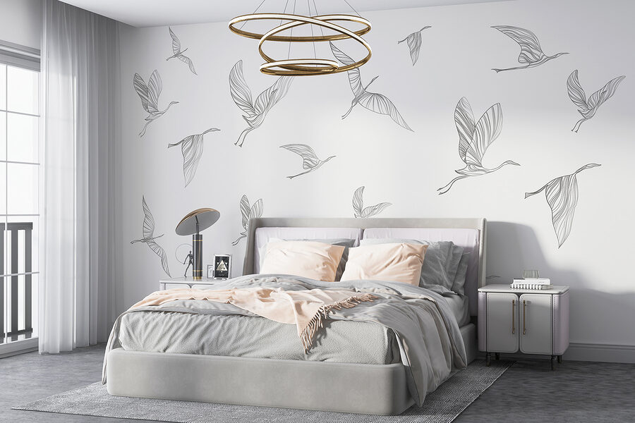 Un groupe d'oiseaux en vol