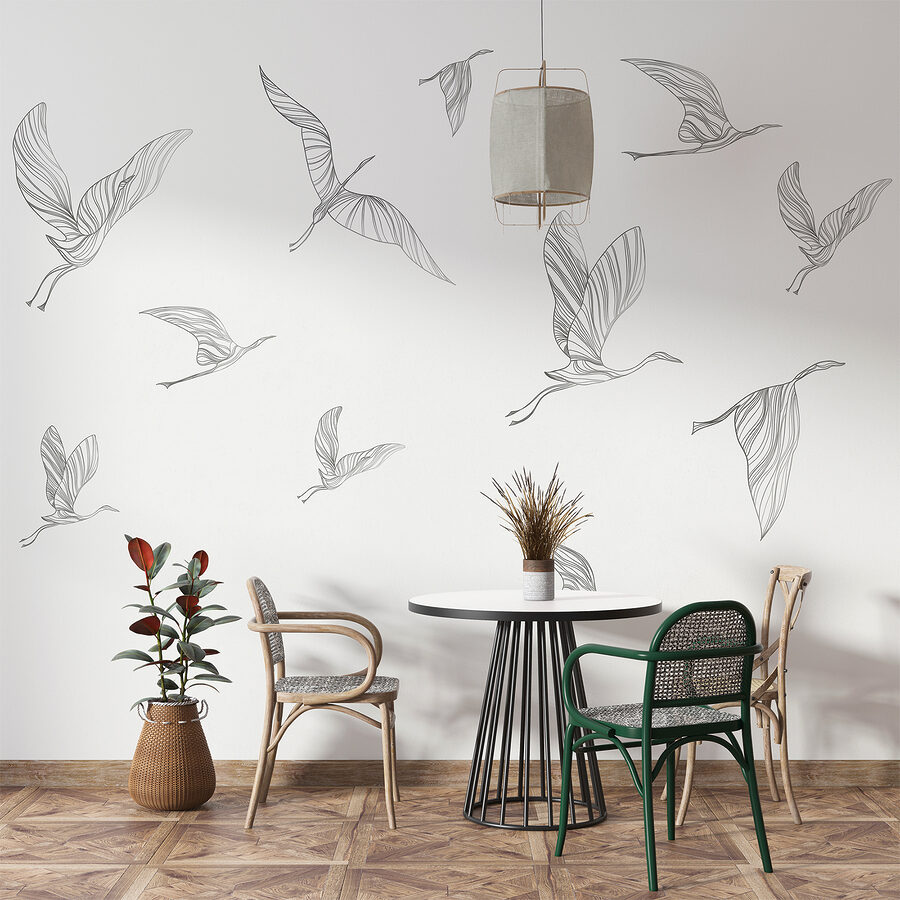 Un groupe d'oiseaux en vol