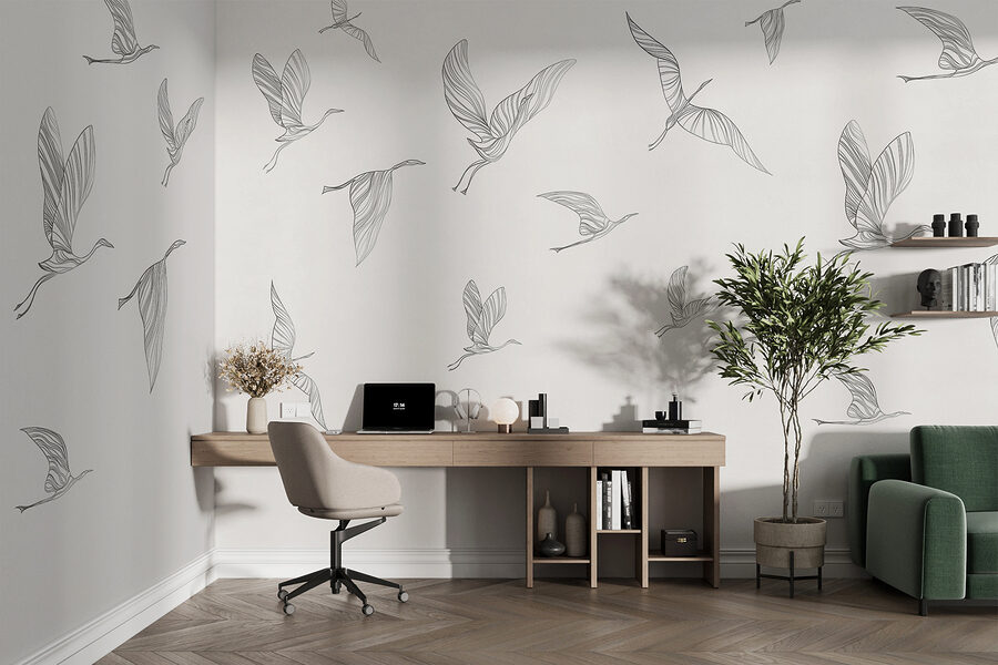 Un groupe d'oiseaux en vol
