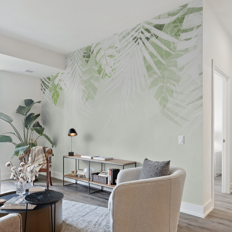 Une feuille blanche et verte