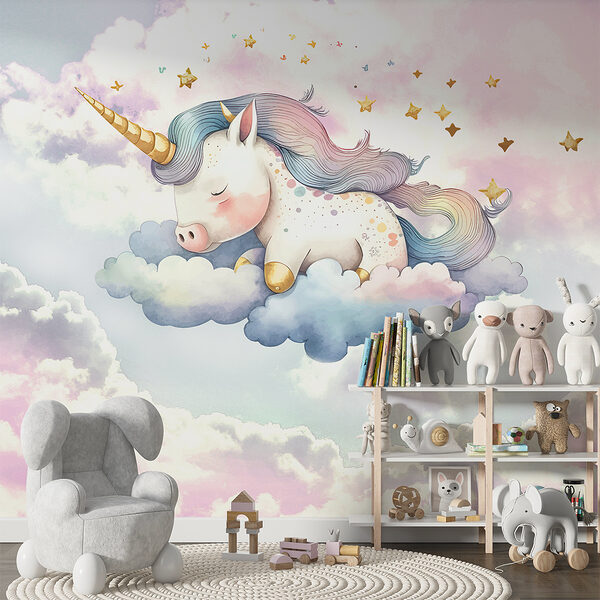 Une licorne dormant sur les nuages Une licorne dormant sur les nuages