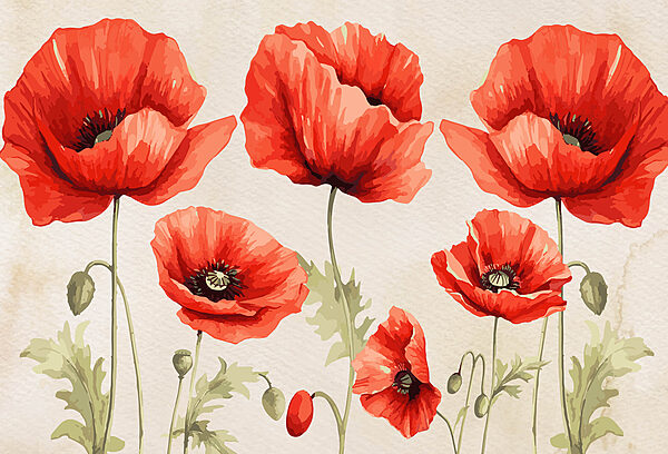 Un groupe de fleurs rouges Un groupe de fleurs rouges