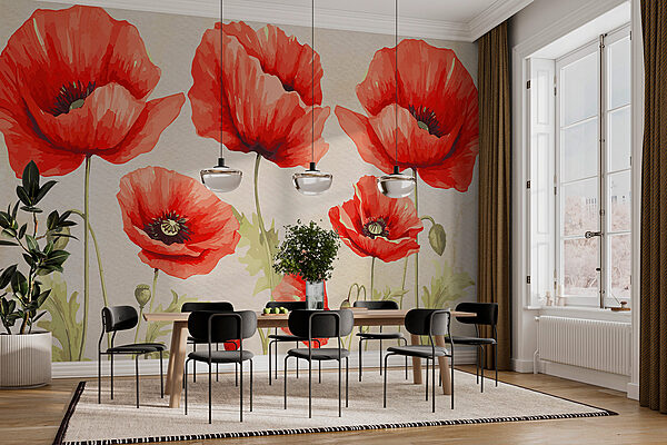 Un groupe de fleurs rouges Un groupe de fleurs rouges