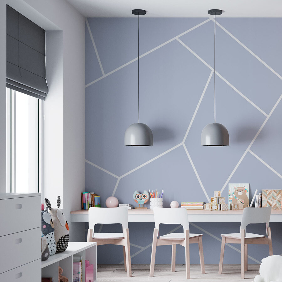 Une ligne blanche sur fond bleu